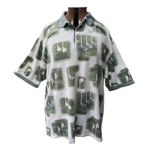 Vintage Dockers Golf green white blue short sleeve polo shirt size XL